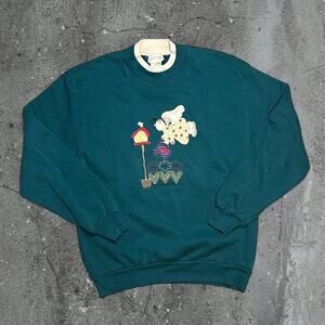 Vintage 90s angel garden cottagecore embroidered crewneck sweatshirt